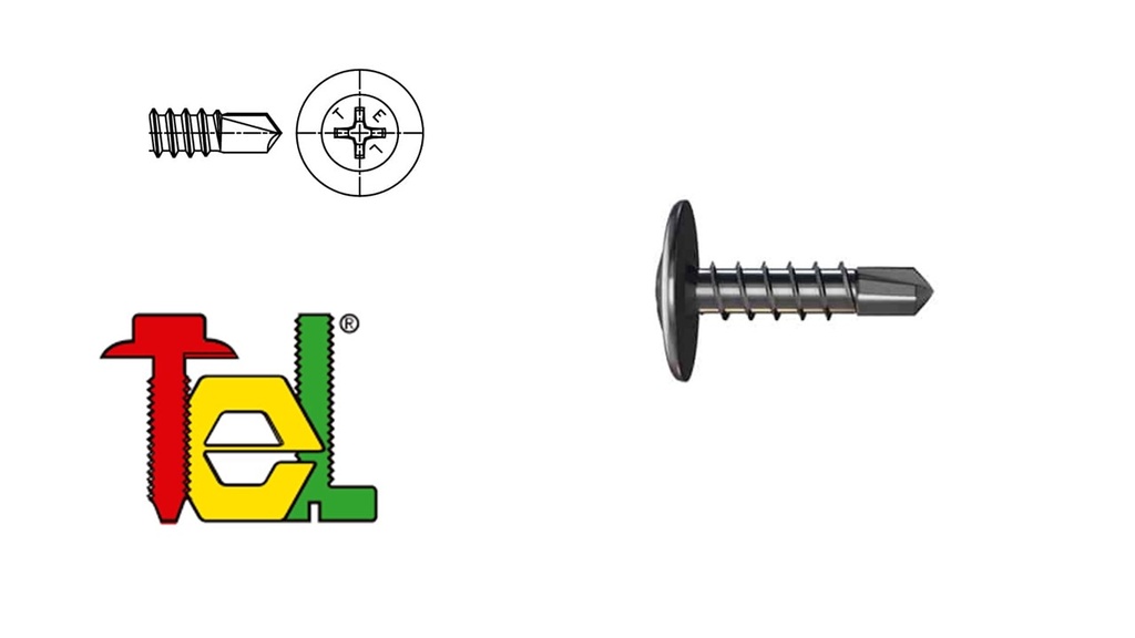 TORNILLO PUNTA DE MECHA T1 8 x 9/16 X BRILLANTE PACK 10 UNIDADES TEL